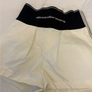 Alexander Wang High Waist White Shorts with Black Band